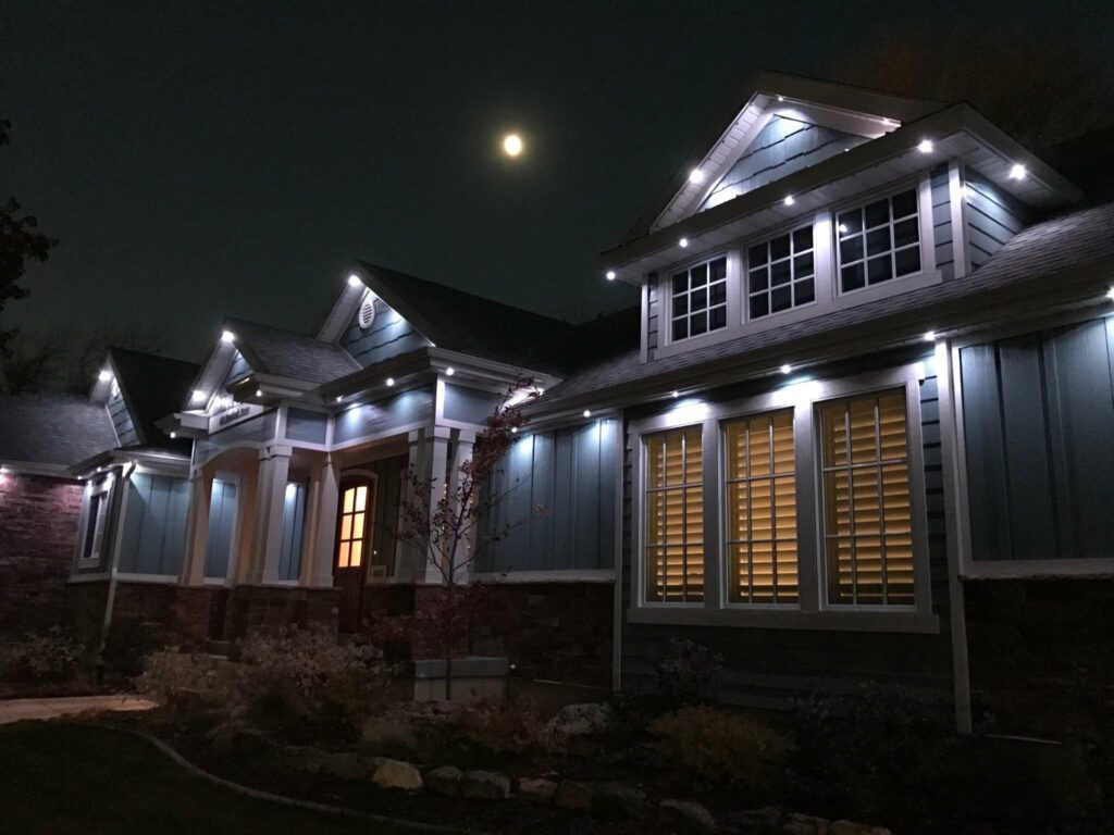 homeowner getting recessed lights replaced with soffit lighting for christmas lights and security lighting.